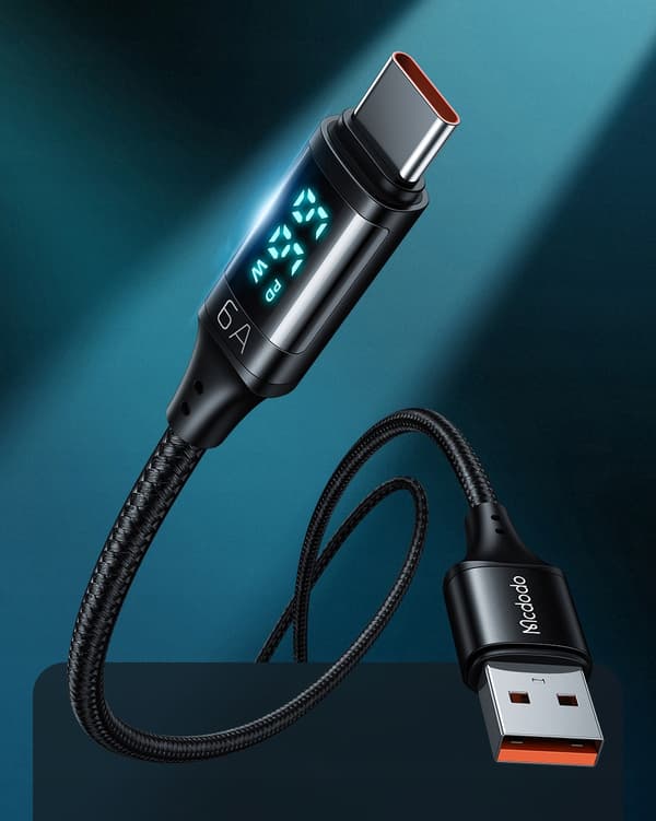 MCDODO-KABEL MED SKÄRM USB-C SNABBLADDNING USB TYP C 5A 66W 1M