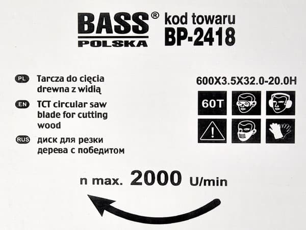 Carbidblad 600mm x 3.5mm x 60T x 32.0-20.0H
