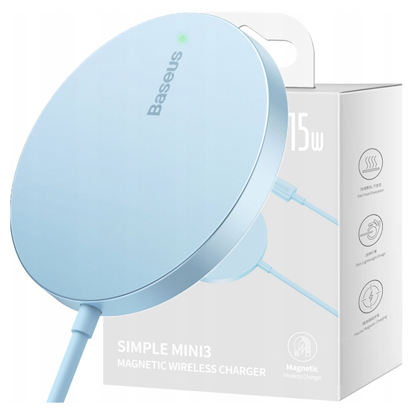Baseus Simple Mini 3 15W Magnetisk Induktiv Oplader (Blå)