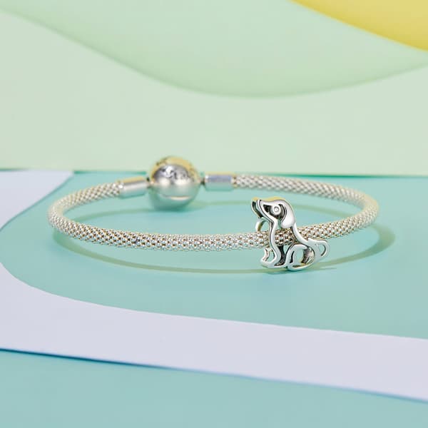 Silverberlock hund med kristallögonpärla silver 925 pärlor