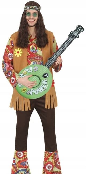 Uppblåsbar gitarr Banjo Ukulele Hippie Flower Power Disco 86cm