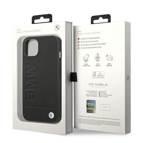 BMW BMHCP14MSLLBK iPhone 14 Plus / 15 Plus 6.7 cover sort læder stempel