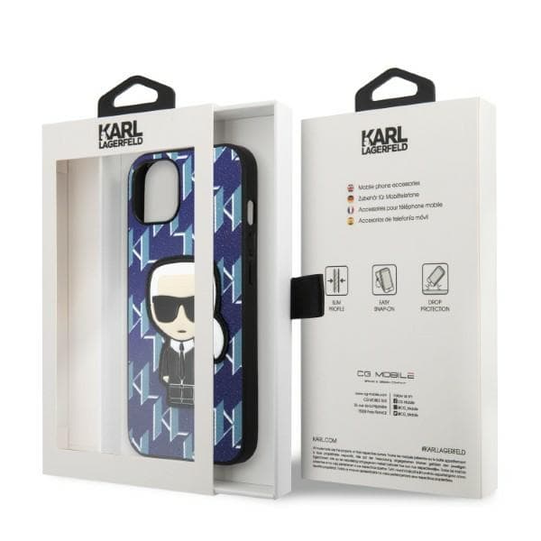 Karl Lagerfeld KLHCP13SPMNIKBL iPhone 13 mini 5.4 hårdt cover blå/blå Monogram Ikonik Patch