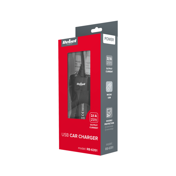 Biladdare 5V 2,1A USB microUSB 12V 24V Rebel