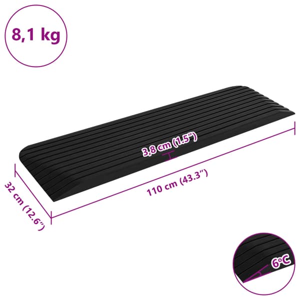 vidaXL dørtrinsramper, 2 stk., 110x32x3,8 cm, gummi