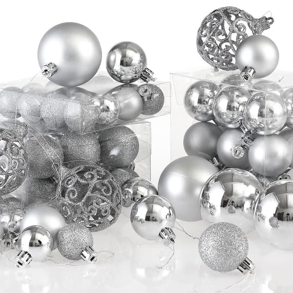 Set med REGALO SILVER julgranskulor 100 delar