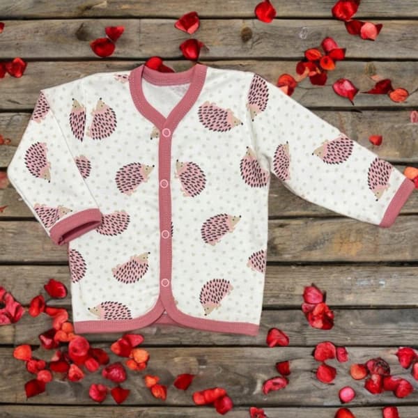 Kaftan barnkaftan flicka 104 Skjorta knäppt långärmad Igelkottar Rosa
