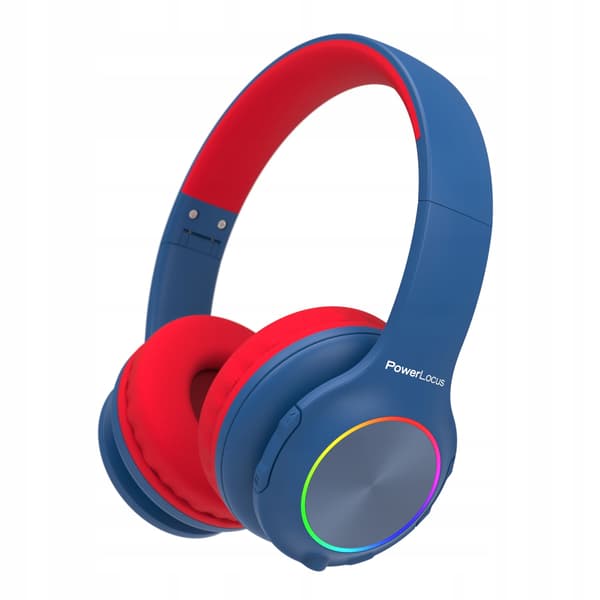 PowerLocus PLED BlueRed trådløse Bluetooth-hovedtelefoner TIL BØRN med LED