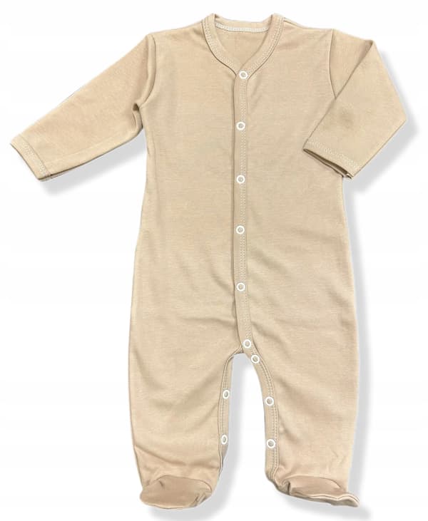Heldräkt barnpyjamas helknäppt 104 slät beige