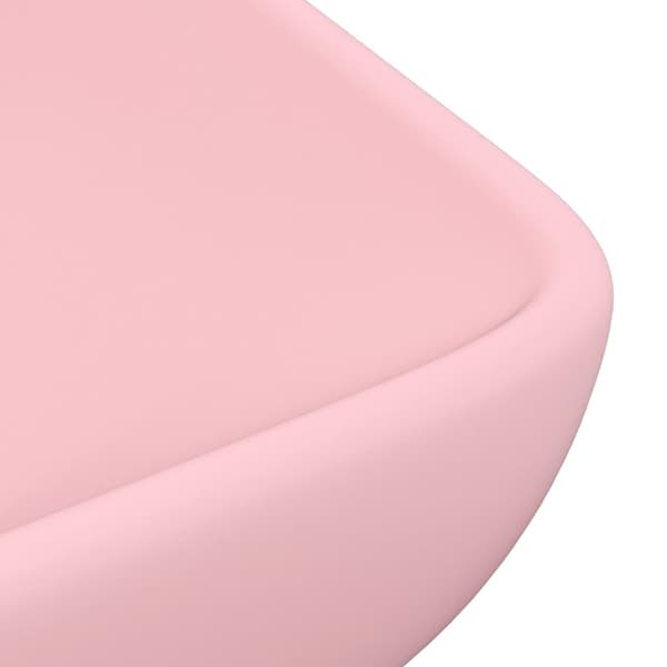 vidaXL rektangulær håndvask mat pink 71x38 cm keramik