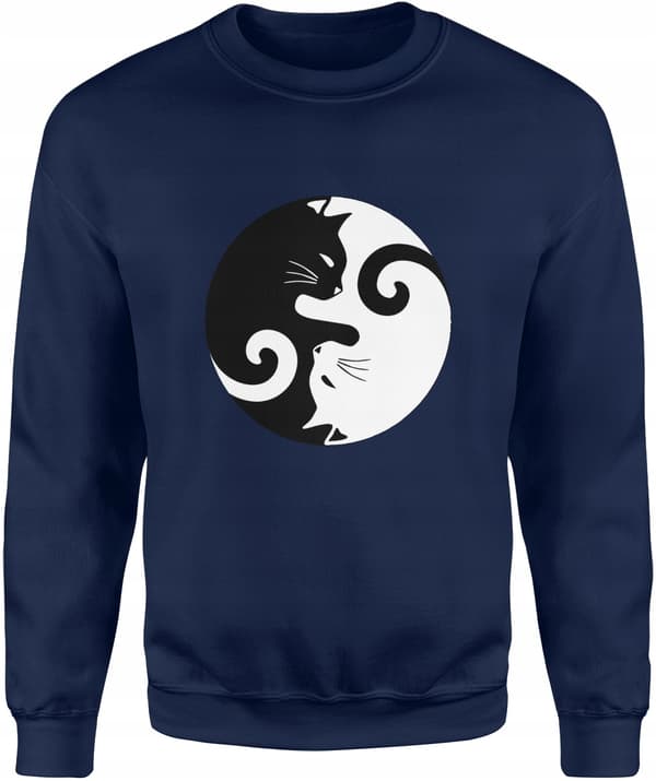 KATTE-SWEATSHIRT MED KAT, HERRE-KATTEPRINT, STØRRELSE L, UDEN HÆTTE