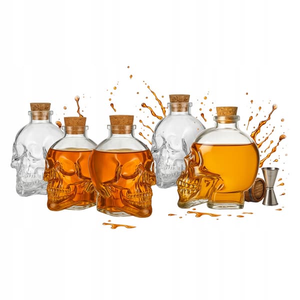 5x Skull Glaskaraff 100ml Alkoholflaska Presentdekoration
