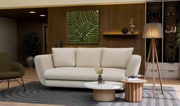 SARIS 3-PERSONERS SOFA MED SOVEFUNKTION BEIGE SORT BEN TIL STUE