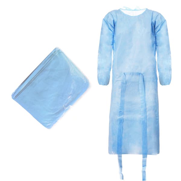 Engångsförkläde blått M med resårband (24g non-woven) 10 st