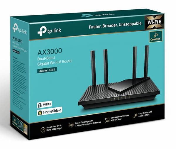TP-Link Archer AX55 (AX3000) — Dubbelbands Wi-Fi 6-router