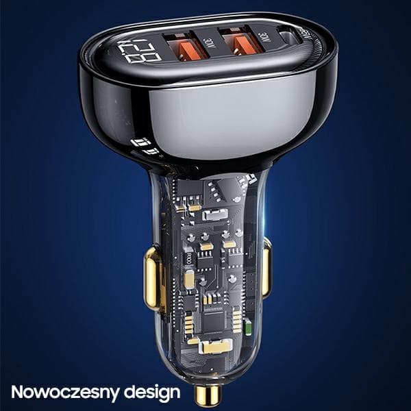 USAMS Ład. sam. 2xUSB+1xUSB-C 125WPikalataus läpinäkyvä musta CC158CC01 (US-CC158)