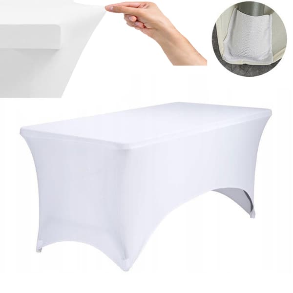 Elastiskt slät vit duk för cateringbord 200x90cm 180g