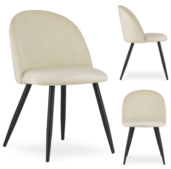 BELLO stol - beige velour / sorte ben x 4