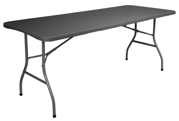RATTAN cateringbord, der kan foldes sammen til en kuffert - 180 cm grå