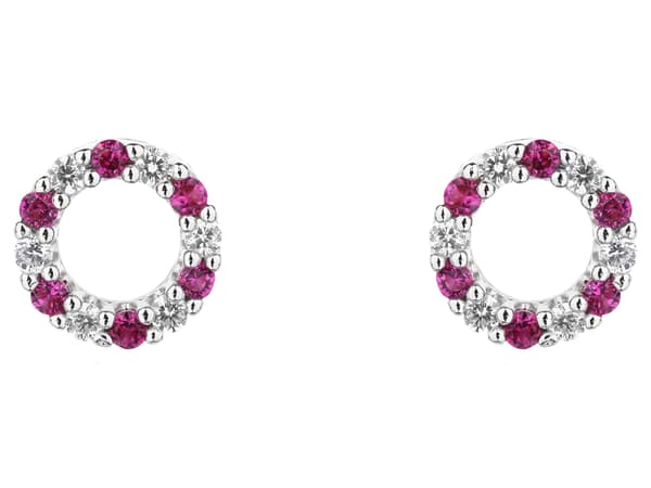 Sølv hoop øreringe med lyserøde cubic zircons hoop ørestikker til piger 925