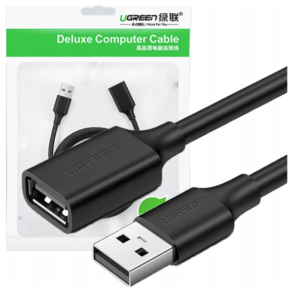 UGREEN US103 USB 2.0 förlängningskabel, 5m (svart)