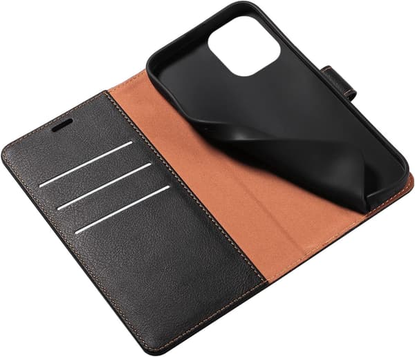 APPLE IPHONE 13 PRO FLAP-ETUUR SORT PU-LÆDER HÆRDET GLAS