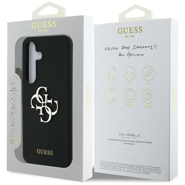 Guess Silikon Stor 4G-Logotyp Undertext Samsung Galaxy S25 Svart