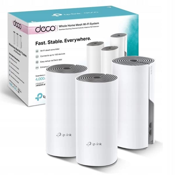 TP-LINK Deco E4 -verkkojärjestelmä, 3 kpl, kantama jopa 260 m², valkoinen