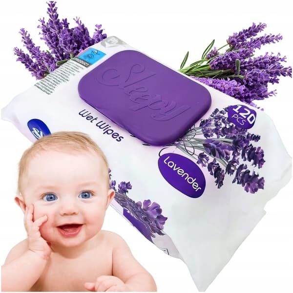Søvnige vådservietter til hænder og krop, klipslukning, Lavendel, 120 stk.