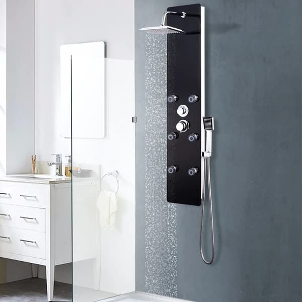 vidaXL brusepanel, glas, 25 x 44,6 x 130 cm, sort