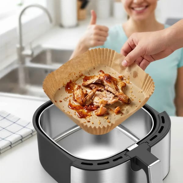 Bakformar av papper för airfryer, stort set, 250 st, 20×20 cm