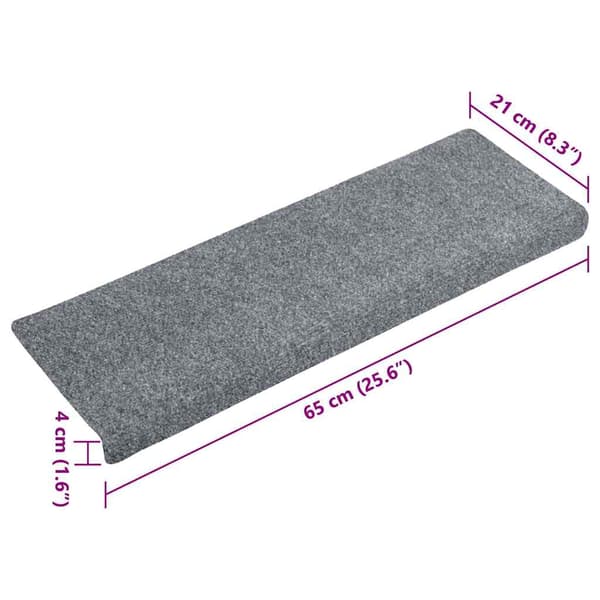 vidaXL selvklæbende trappemåtter 5 stk. 65x21x4 cm lysegrå rektangulær kant