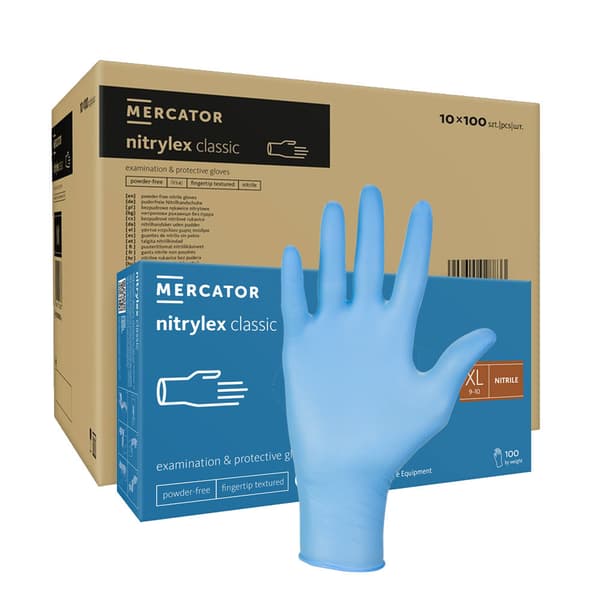 Nitrilhandsker XL blå Mercator Nitrylex Classic 100 stk. karton 10-pak