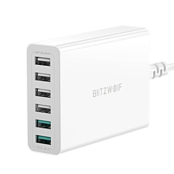 Blitzwolf BW-S15 6x USB-oplader, QC 3.0, 60W (hvid)
