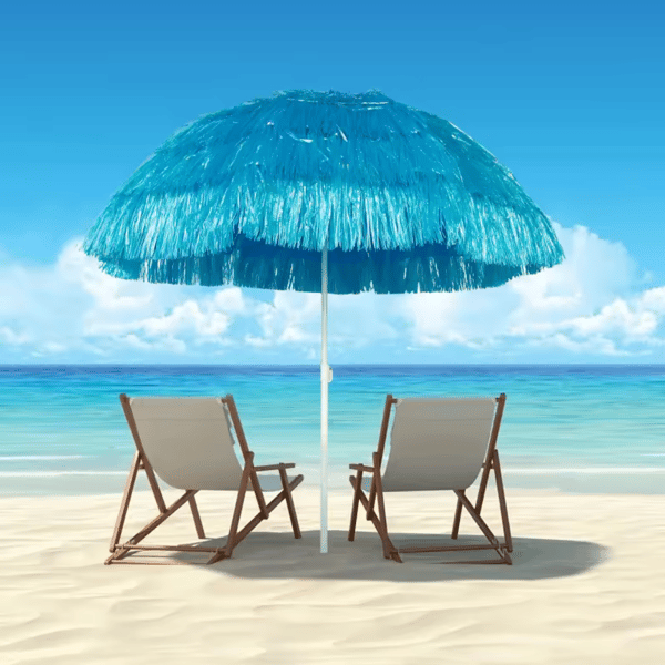 Hawaiiansk haveparasol til balkon/terrasse med snore, blå