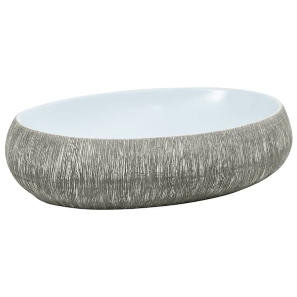 vidaXL bordvask, grå og blå, oval, 59x40x15 cm