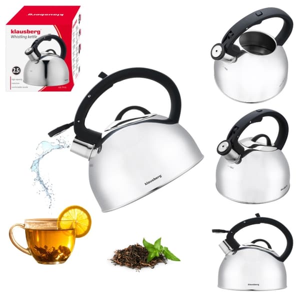 Teräksinen vedenkeitin pillillä 2,5 l Klausberg KB-7910