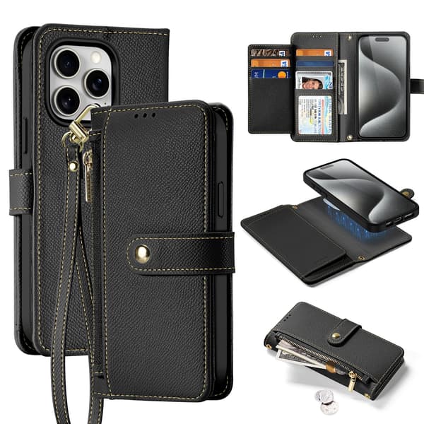 Dux Ducis Lawa -nahkakotelo iPhone 15 Prolle - musta