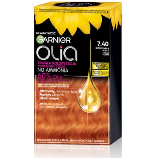 Garnier Olia permanent hårfarve 7.40 intens kobber