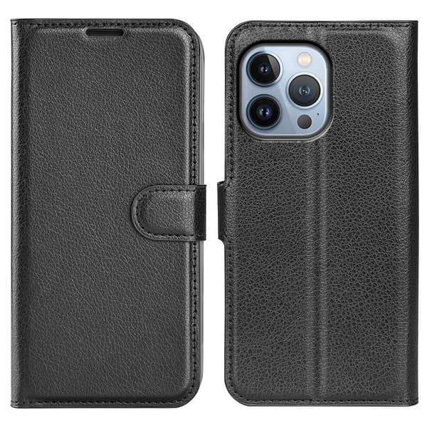 Litchi iPhone 14 Pro Wallet Cover - Sort