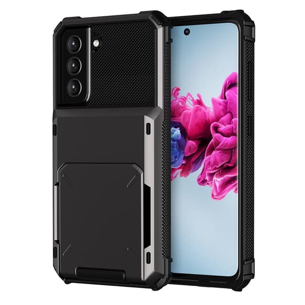 Samsung Galaxy S21 FE -kotelo korttipaikalla - Musta