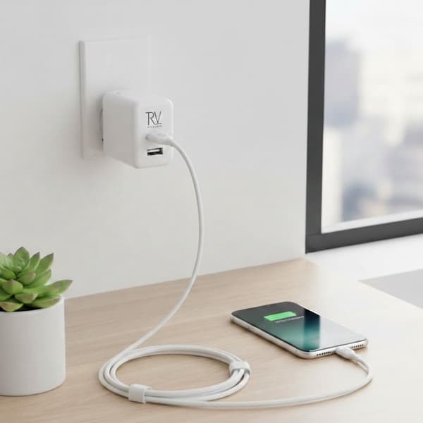 Rvelon iPhone-kabel USB A til Lightning MFi Silikone 1M Hvid