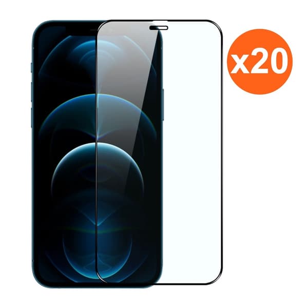 Screen Protector iPhone 12/12 Pro - 3D Tempered Glass Black RV no frame 20 pcs bulk