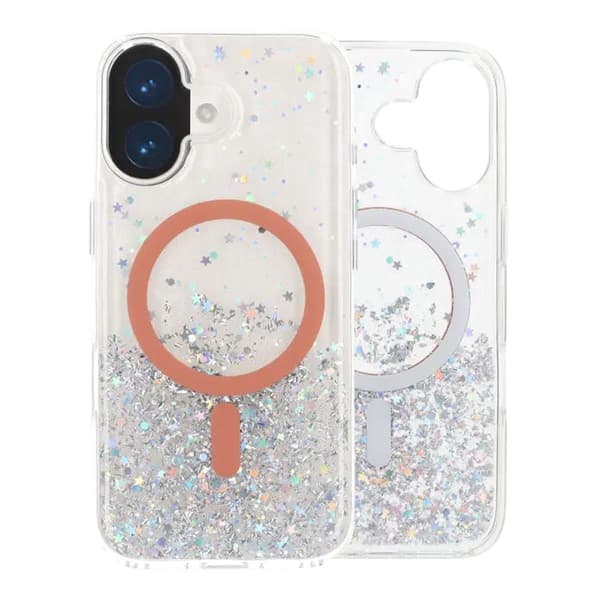 Glitrende MagSafe Cover med Stjerner til iPhone 17 - Orange
