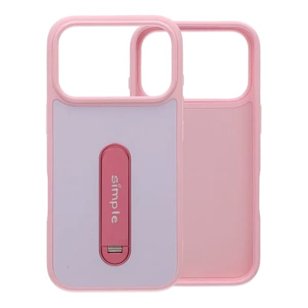 Etui med udfoldeligt roterende stativ til iPhone 17 Pro - Pink