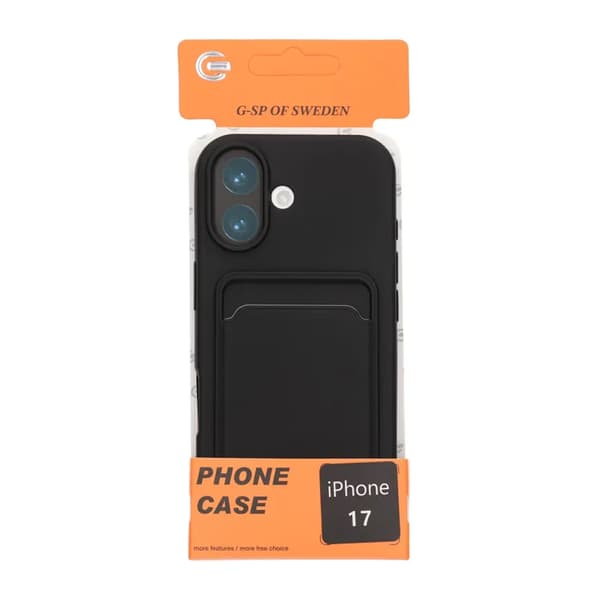 Silikone mobilcover med kortholder til iPhone 17 - Sort