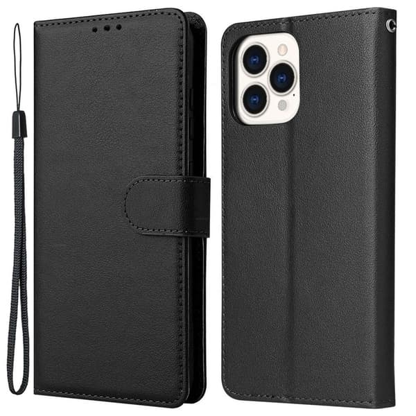 iPhone 11 Pro Max PU Læder Magnetisk Støtte Cover – Sort