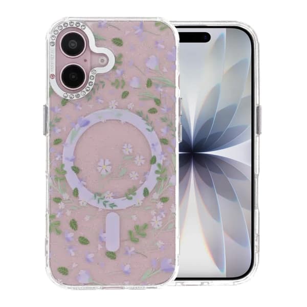 Blomstret Cover med Magsafe til iPhone 17 - Lavendel