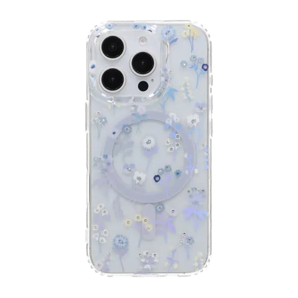 Indgraveret blomstret MagSafe-cover til iPhone 16 Pro - Lilla