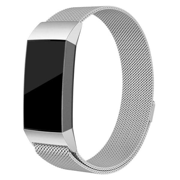 Fitbit Charge 3 urrem i rustfrit stål, størrelse L - Sølv